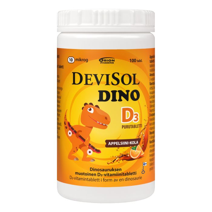 Devisol Dino appelsiini-kola 10 mikrog purutabl 100 kpl
