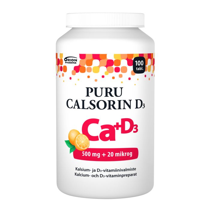 Puru Calsorin D3 500 mg + 20 mikrog 100 purutabl kuva 2