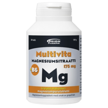 Multivita Magnesiumsitraatti +B6 greippi 175mg/2mg 80 purutabl