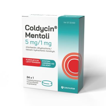 COLDYCIN MENTOLI imeskelytabletti, puristettu 5/1 mg 24 x 1 fol