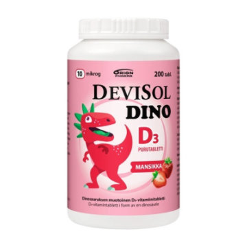 Devisol Dino mansikka 10 mikrog 200 purutabl