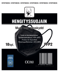 Syntheos FFP2 hengityssuojain musta 10 kpl
