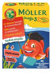 MÖLLER OMEGA-3 PIKKUKALAT VADELMAINEN 45 kpl